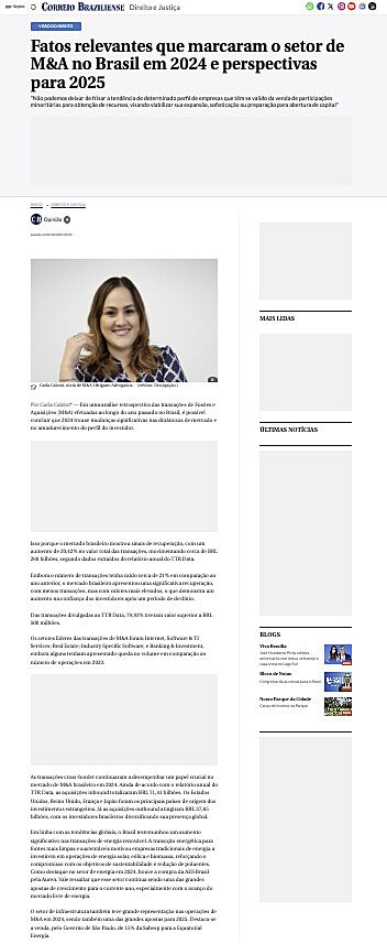Fatos relevantes que marcaram o setor de M&A no Brasil em 2024 e perspectivas para 2025